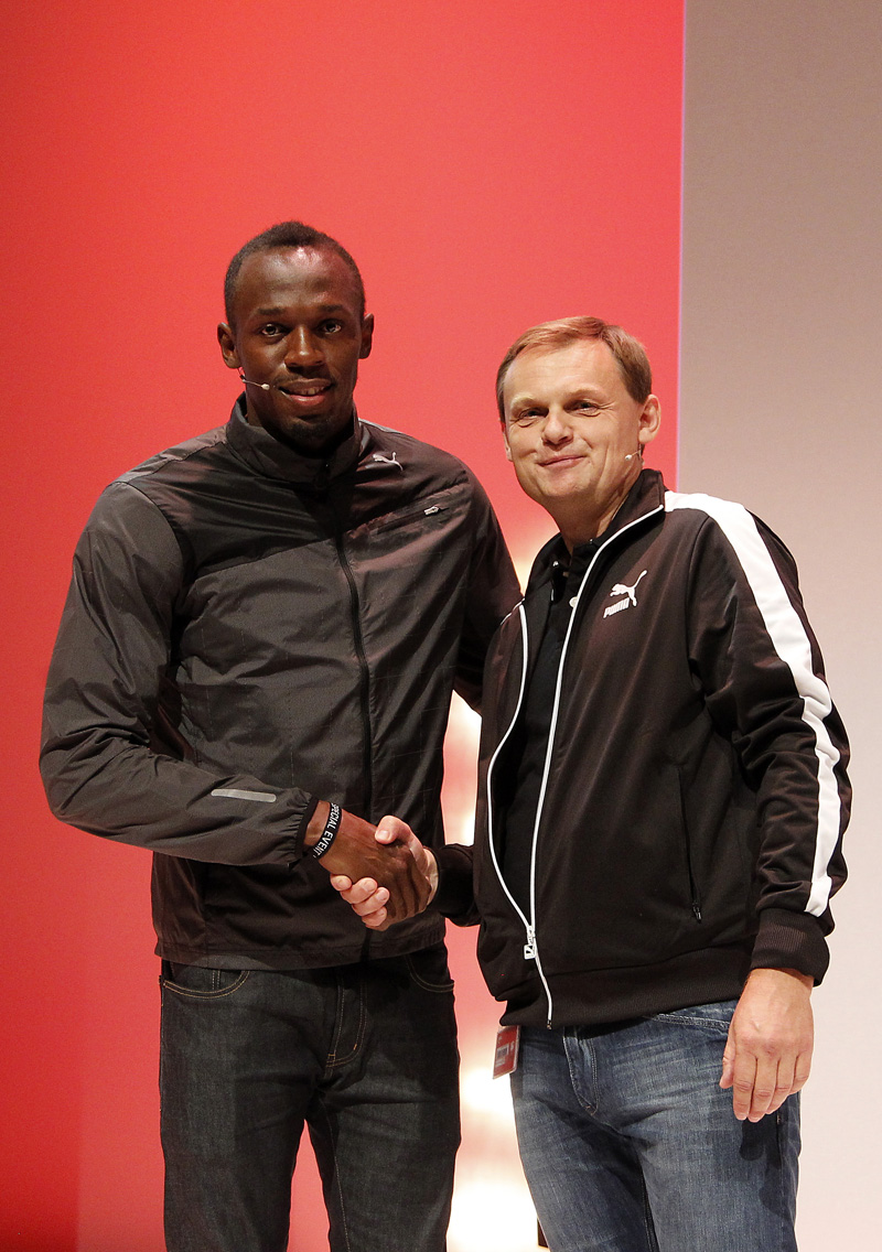 Usain Bolt with PUMA CEO Bjoern Gulden