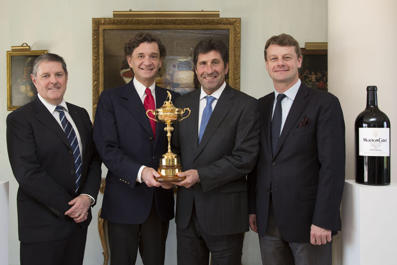 Scott Kelly, Philippe Sereys de Rothschild, José Maria Olazabal, Hugues Lechanoire célèbrent le partenariat avec la Ryder Cup 2014 & 2018