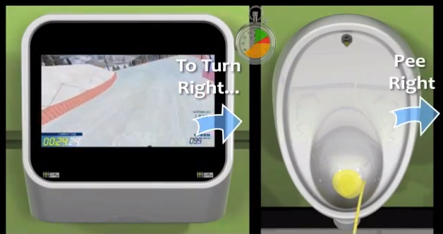 jeu vidéo urinoir coca cola park Urinal Gaming System baseball