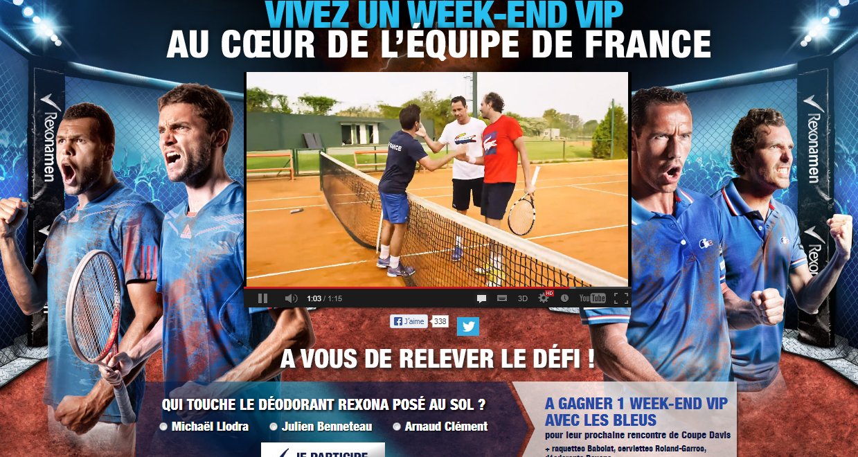 rexona Men Equipe de France de Coupe David tennis llodra benneteau arnaud clément vidéo virale spot pub