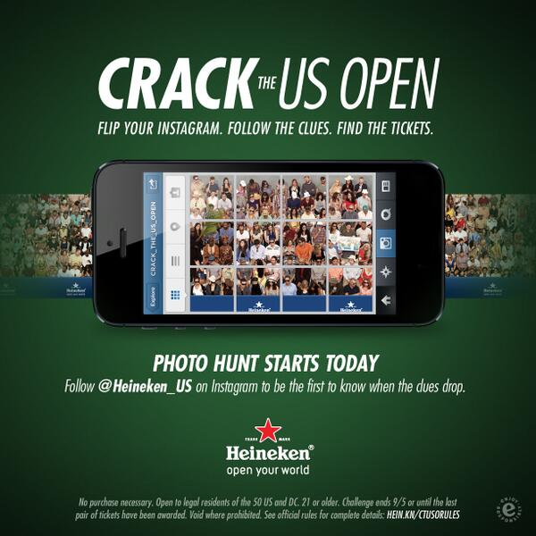 US OPEN 2013 - Heineken lance une chasse au trésor photo sur Instagram