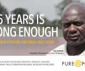Ben Johnson ambassadeur d’une campagne de lutte contre le dopage initiée par la marque Skins