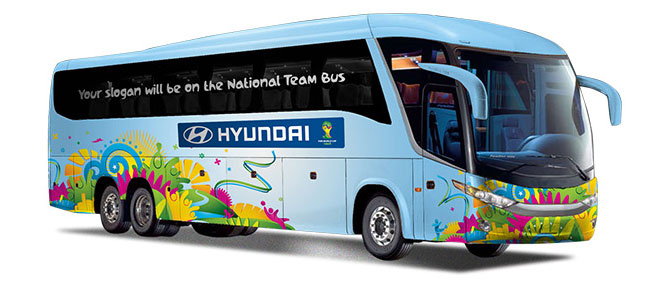 concours Be There with Hyundai slogan bus coupe du monde 2014