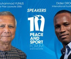 Muhammad Yunus et Didier Drogba au Forum International Peace and Sport 2017