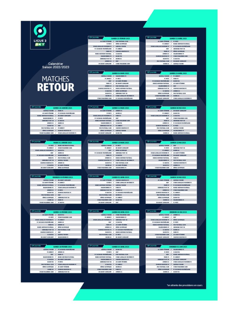 Ligue 1 Uber Eats – Le calendrier des matchs de la saison 2022-2023 et