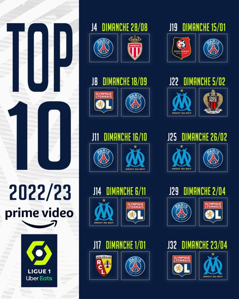 Ligue 1 Uber Eats – Le Calendrier Des Matchs De La Saison 2022-2023 Et ...