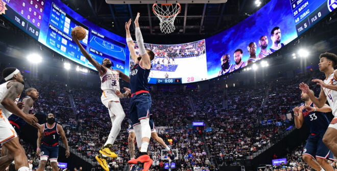 NBA – L’incroyable Halo Board des Los Angeles Clippers conçu par la société Daktronics à l’Intuit Dome