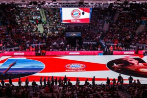 Le parquet LED installé de manière permanente au BMW Park (Bayern Munich Basket ball)