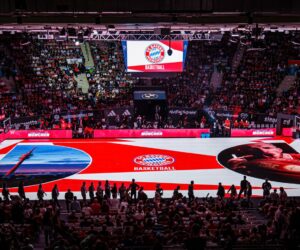 Le parquet LED installé de manière permanente au BMW Park (Bayern Munich Basket ball)