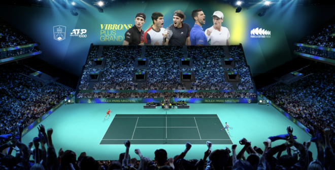 Tennis – Voici les premières images 3D et la nouvelle signature « Vibrons plus grand » du Rolex Paris Masters à Paris la Défense Arena dès 2025